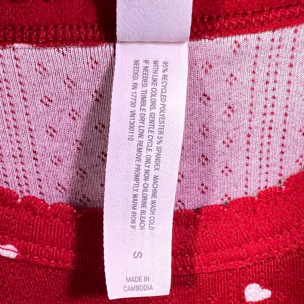 Auden Red Heart Print Pajama Set Small Short Sleeve Top Wide Leg Pants NWT - Picture 7 of 8